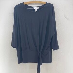 Joseph Ribkoff Black Dolman Sleeve Tie Front Tunic Top Size 12